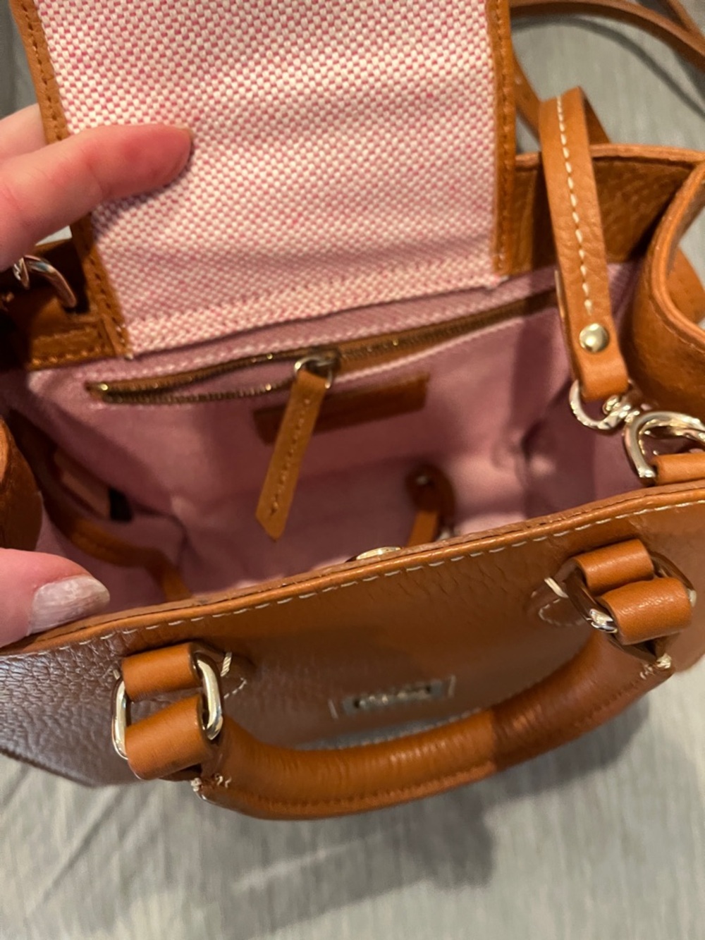 Dooney & Bourke Caramel Brown Pebbled Leather Satchel - Picture 9 of 16